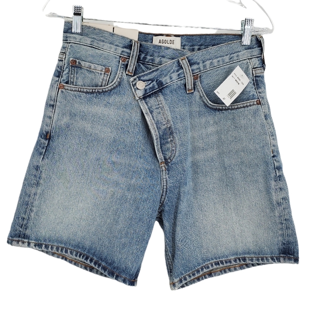 Agolde Criss Cross Upsized Organic Denim Jean Shorts in Momentum NEW WITH TAGS - Picture 2 of 8
